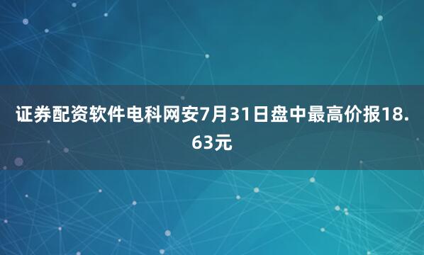 证券配资软件电科网安7月31日盘中最高价报18.63元